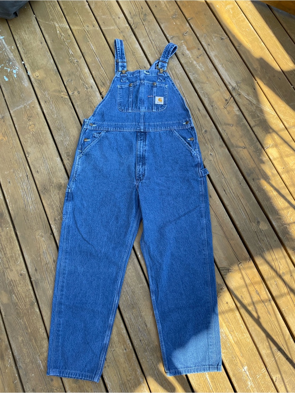 Carhartt Men's Washed Cotton Denim High Back Bib Overalls 38/30 “Vintage”